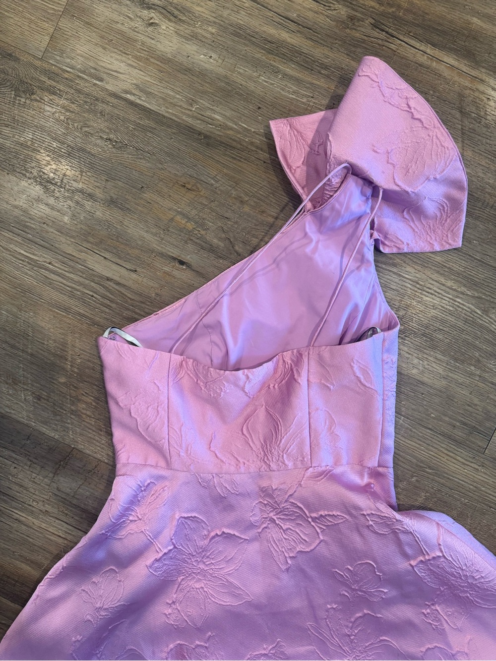 Monique Lhuillier Soft Orchid One-Shoulder Knot-Detail A-Line Dress Gown Sz 8 - Picture 8 of 8